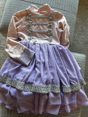 Only little Once Girls Pink and Lavender Dress with Silver Trim